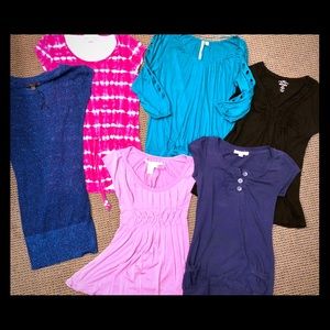 Lot: Six name brand tops; size small & extra small